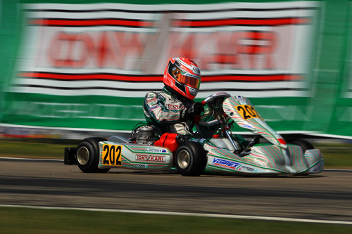 Kiwi Marcus Armstrong (#202) on his way to eighth place at the third WSK Super Master Series round earlier this month