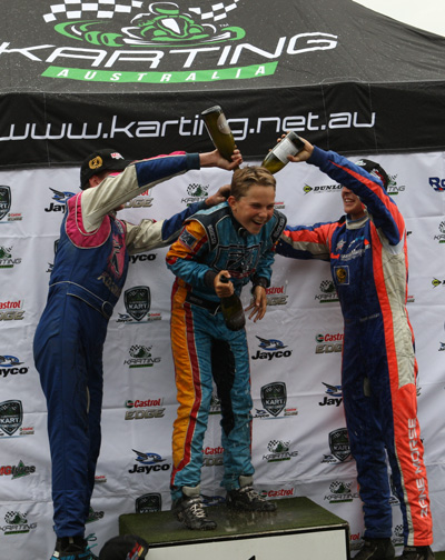 KF3 podium - Oscar Piastri gets drenched!