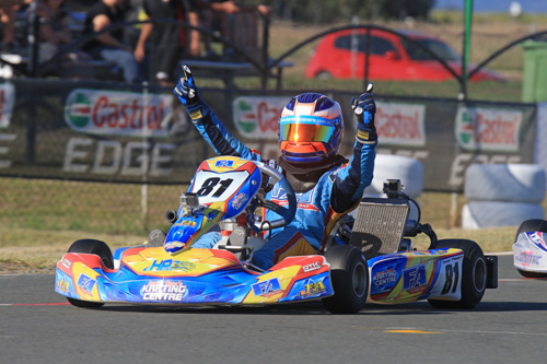 Victorian Oscar Piastri claimed the win in the KF3 class