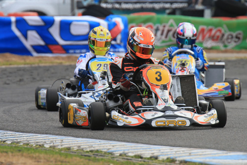 Kyle Ensbey leading the way in the KZ2 final 