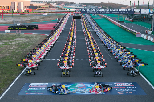 All the karts lined up prior to the driver/kart raffle