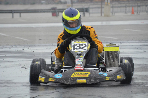 los angeles karting Nick De Graaf bagged his first victory in TaG Master under wet conditions
