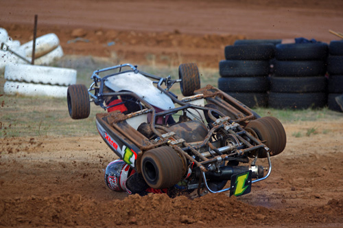 National 200 Open Champion Ben Brown's weekend started badly with this flip in qualifying