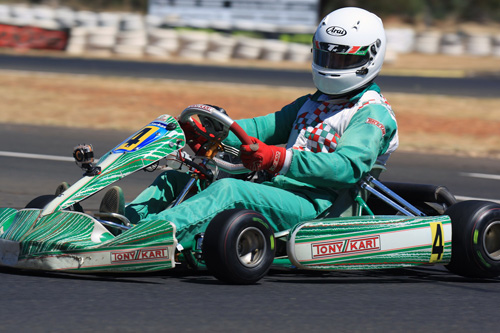 Tony Kart’s Chris Farkas pulled away to a comfortable victory in Rotax Heavy