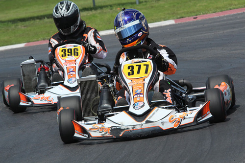 Connor Ford (#377) and Thomas Beaudoin (#396) split the wins in Rotax Senior