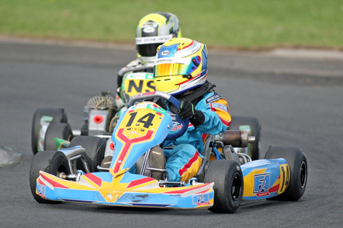 Fynn Osborne is one of the front-runners in the Vortex Mini ROK junior support class