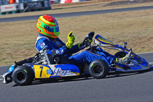Lane Moore defended a late challenge before taking victory in Rotax Heavy