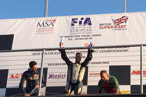 Jordie Ford, top step of the podium at Donnington