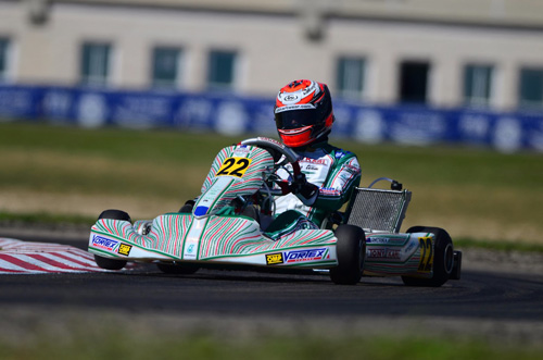 Marcus Armstrong ompeting at an earlier round of this year's CIK-FIA European KZ championship