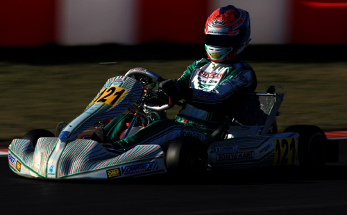Armstrong on track aboard his factory Tony Kart