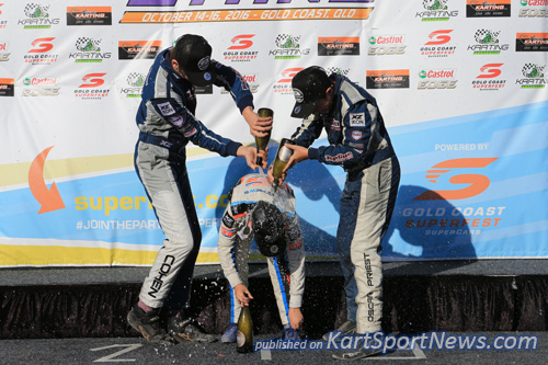 The KA3 Junior drivers enjoy the spoils on the podium