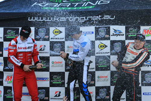 KZ2 winner Marijn Kremers (centre) enjoying the spoils of victory