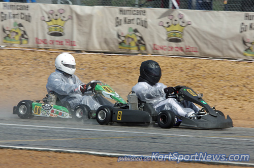 king of the hill Paul King leads eventual winner Matthew Randall in TAG Restricted 125 Heavy