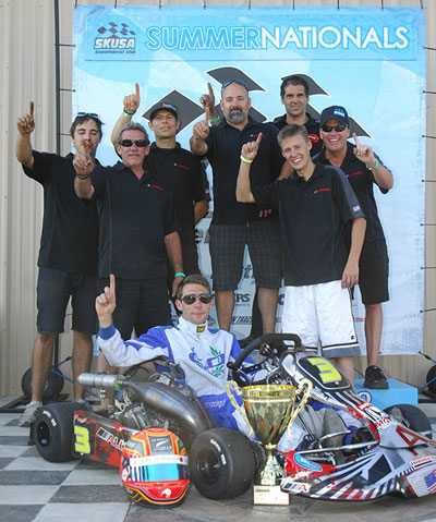 Bray and his Team Aluminos colleagues celebrate Saturday's S1 Pro Stock Moto classs win