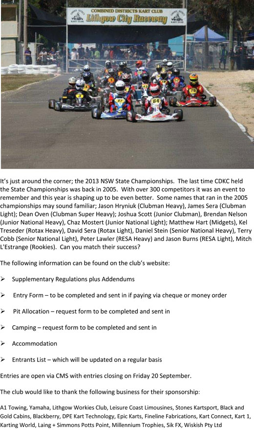 nsw state karting championships info