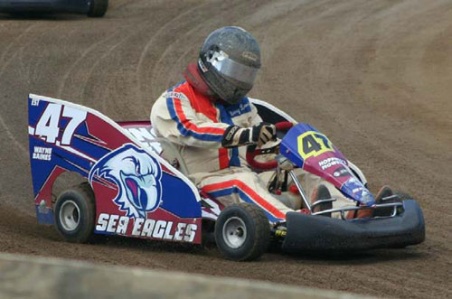 Wayne in his Manly Sea Eagles #47 Rams Race Engine powered machine