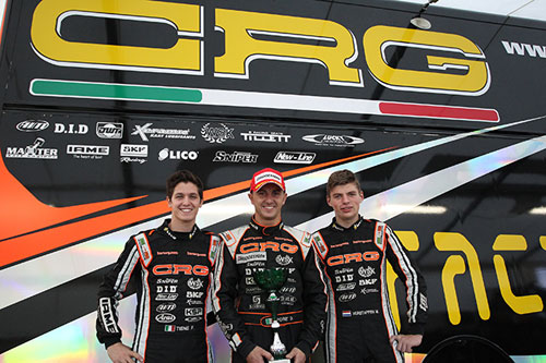 Davide Forè (CRG-Tm), Felice Tiene (CRG-Maxter) and Max Verstappen (CRG-Tm) locked out the top 3 positions in KZ Superpole