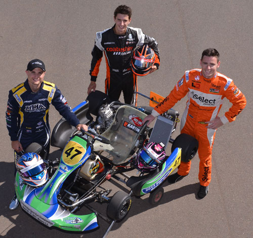 Slade (L), Percat and Pye (R) all started their careers in South Australian karting