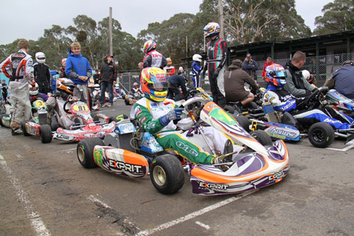 Pierce Lehane #1 took a Satruday clean sweep in Rotax Light in Lithgow