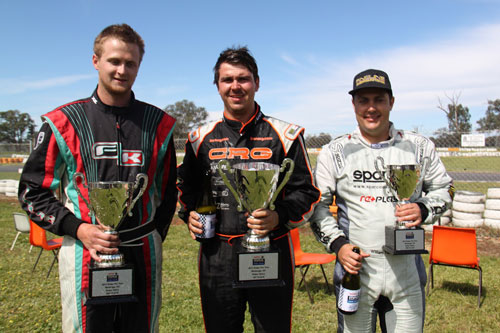 Rotax Heavy Podium (From L-R; 2nd Dylan Collett, 1st Rick Pringle, 3rd William Yarwood)
