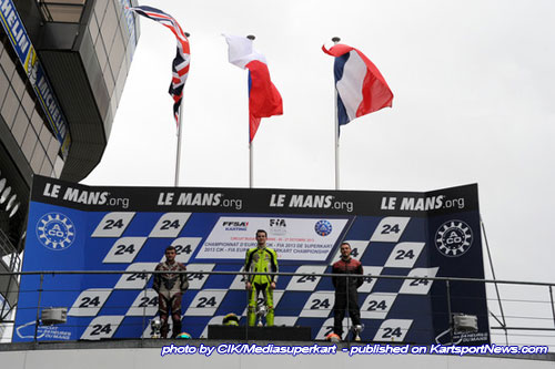 Race 2 podium (L to R) Liam Morley (GBR), Adam Kout (CZE) & Emmanuel Vinuales (FRA)