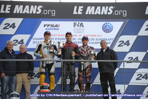 Race 1 podium (L to R) Henrik Lilja (DNK), Emmanuel Vinuales (FRA) & Liam Morley (GBR)