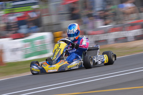 George Geranis on his way to the Pro Light (KF) victory at cik stars of karting