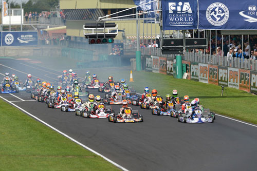 Start of the 2013 CIK-FIA World KF Championship (Round 1) Final at the PF International circuit.