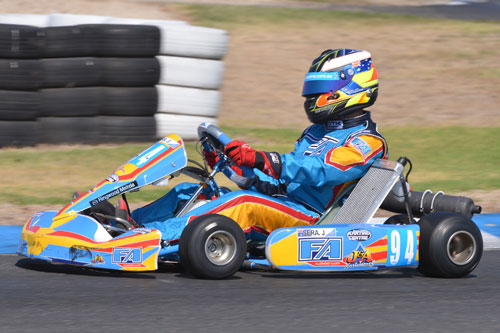 James Sera will start his Alonso Kart on the front row in both the Clubman Light and Leopard Light