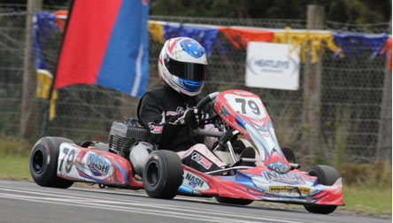 Cameron Nash got up to win the Junior Clubman final from grid 3