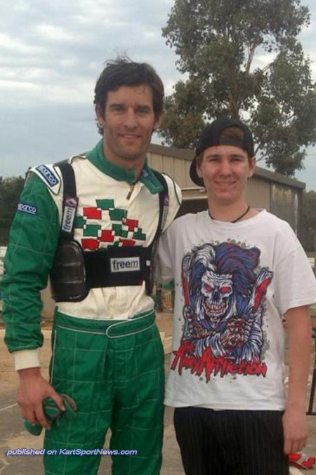 Alex with Mark Webber at the Canberra track a few years ago