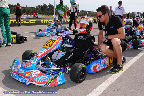 Top Christchurch karter Marcus Armstrong (seen here with race engineer Matthew Hamilton at last year's Rotax Max Grand Final meeting in the United States)