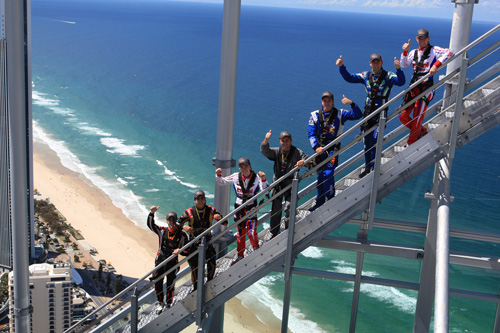 The Race of Stars international visitors on the SkyPoint Climb in Surfers Paradise today