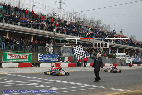 KZ2 take the flag of the 2013 Winter Cup, won by Charles Leclerc from Ben Hanley and Davide Forè