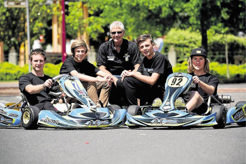 Andrew Walter and drivers at the team's launch last year (L to R) - Nathan Zuj, Lachlan Dalton, Jackson Callow and Brody Appleby