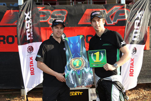 DPE Kart Technology's guru and former national champion Adam Klunyk presents Dave with his 3rd limited edition championship floor tray for 2013