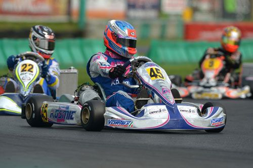 Joseph Mawson in action during the opening round of the 2013 CIK-FIA World Championship in England
