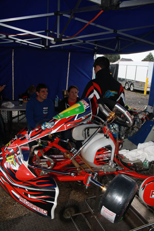Pierce Lehane didn't bother with either of the two final practice sessions for Rotax Light (where transponders were required), happy with his pace and not wanting to wear out the gear. "Or risk getting in a crash with all those karts out there" he told us. New tyres are fitted for carby session tomorrow as a warm-up for qualifying.