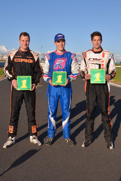 Congratulations to the 2013 Champions in the CIK Stars of Karting Series (L-R) Joey Hanssen, Matthew Waters and Liam McLellan 