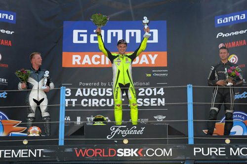 Race 1 podium (left to right) Arjan Kievitsbosch (NLD), Adam Kout (CZE), Peter Elkmann (DEU)
