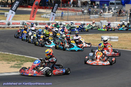Top Australian driver Pierce Lehane leads the Rotax Max Light field at the second round of the 2013/14 series at Melbourne's Todd Rd circuit earlier this year