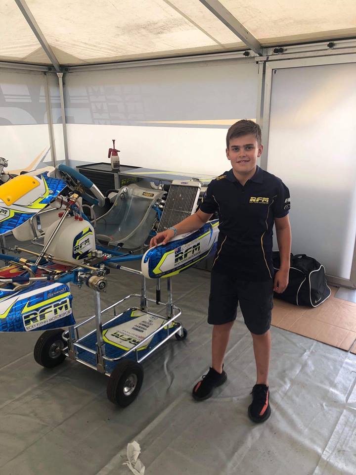 James and the RFM FA Kart he'll run in the WSK Final Cup