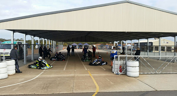 The Go Kart Club of South Australia's impressive new out-grid shelter at the Monarto karting complex