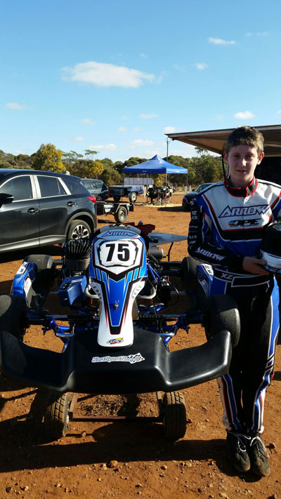 #75 KA3 Junior Brayden Stewart made the 900km round trip from Whyalla worthwhile taking the win and setting a new lap record by nearly 3 tenths - must have been that KartSportsNews sticker!